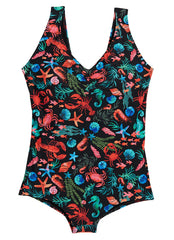 Sporti Plus Size Tide Pool Conservative Printed Girl Leg One Piece Swimsuit