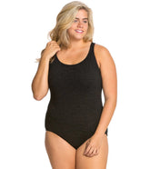 Women's Krinkle By Penbrooke Plus Size Chlorine Resistant Cross Back One Piece Swimsuit