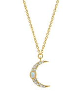 TAI Jewelry Pave Moon Pendant with Opal Accent