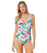 Beach House Women's Saltwater Swirl Lola Wrap Front One Piece Swimsuit