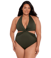 Lauren Ralph Lauren Plus Size Cut Out Halter One Piece Swimsuit