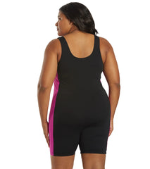 Sporti Plus Size HydroLast Chlorine Resistant Splice Scoop Back Unitard One Piece Swimsuit