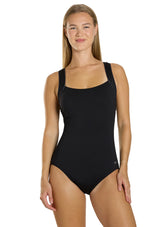 TYR Women's Solid Square Neck Controlfit Chlorine Resistant One Piece Swimsuit
