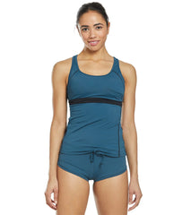 Sporti Active Ribbed Racerback Solid Tankini Top