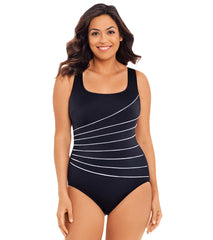 Longitude Women's Color Me Gorgeous 8 Piping Fan Tank One Piece Swimsuit
