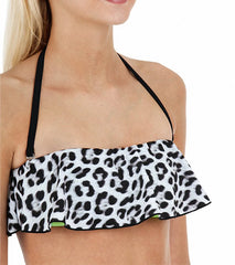 Hurley Swim Leopard Flutter Bandeau Top