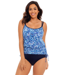 Longitude Women's Ocean Air Side Ruched Blouson One Piece Swimsuit