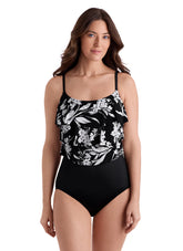 Longitude Women's Long Torso Vineyard Vacay Triple Tier One Piece Swimsuit