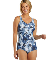 Sporti Sanibel Island Conservative Printed Girl Leg One Piece Swimsuit