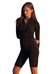 TUTUBLUE Women's Solid Front Zip UPF 50+ Biker Short Unitard One Piece Swimsuit