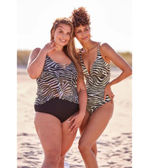 Coco Reef Women's Wild Zebra Femme Bra Sized Mesh Layer Tankini Top (C/D/DD Cup)