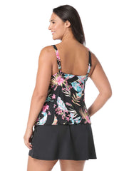 Beach House Women's Plus Size Endless Summer Jaclyn High Neck Tiered Ruffle Tankini Top