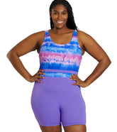 Sporti Plus Size HydroLast Malibu Sunrise Chlorine Resistant Scoop Back Unitard One Piece Swimsuit