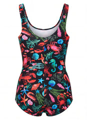Sporti Tide Pool Conservative Printed Girl Leg One Piece Swimsuit