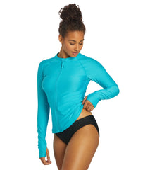 Sporti Women's Long Sleeve Zip Front UPF 50+ Rash Guard