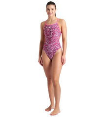 Arena Women's Pink Dahlia Lace Back One Piece Swimsuit