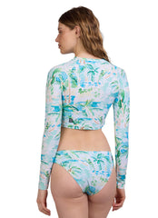 JOLYN Women's Moana Cocopalm Long Sleeve Crop Swim Shirt