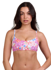 JOLYN Women's Hikari Orchids Rib Tie-Back Bikini Top