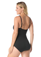 Gabar Women's Mastectomy Chlorine Resistant Color Blocked High Neck One Piece Swimsuit (C/D Cup)