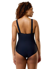 Speedo Women's Shirred V-Neck One Piece Swimsuit