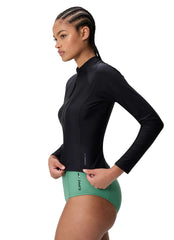 Speedo Women's Solid Front Zip Long Sleeve Rash Guard