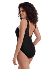 Longitude Women's Long Torso Texture Luxe Sweetheart Tank One Piece Swimsuit