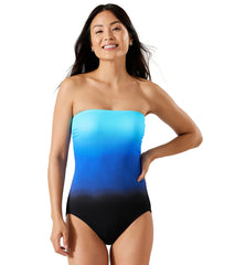 Tommy Bahama Women's Island Cays Tropical Engineered Bandeau One Piece Swimsuit