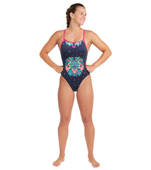 Arena Women's Drew Kibler Geometric Lions Challenge Back One Piece Swimsuit