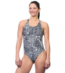 EQ Swimwear Women's Milan Black Harmony Extra Long Torso One Piece Swimsuit