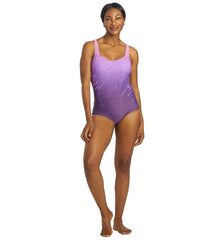 Sporti Moderate Printed Ombre Sweetheart One Piece Swimsuit