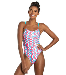 Sporti x Gretchen Walsh Liquified Checks Tracy Double Strap One Piece Swimsuit