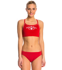 Waterpro Lifeguard Thin Strap Piped Two Piece Bikini Swimsuit Set