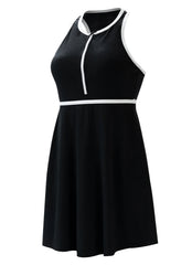 Dolfin Women's Aquashape Zip Front Fit and Flare Swim Dress
