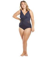 Miraclesuit Plus Size Illusionist Crossover One Piece Swimsuit (D Cup)