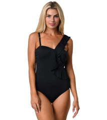 Jantzen Women's Solid Ruffled Bandeau One Piece Swimsuit