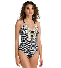 La Blanca Women's Desert Dunes Plunge One Piece Swimsuit