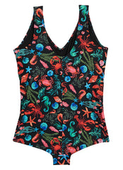 Sporti Plus Size Tide Pool Conservative Printed Girl Leg One Piece Swimsuit