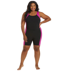 Sporti Plus Size HydroLast Chlorine Resistant Splice Scoop Back Unitard One Piece Swimsuit