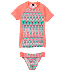 Hurley Girls' Phoenix Surf S/S Rashguard Set (7yrs-14yrs)