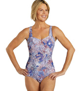 Sporti Jungle Floral Moderate Printed Sweetheart One Piece Swimsuit