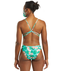Arena Women's Special Printed Lace Back One Piece Swimsuit and Face Mask (Set)