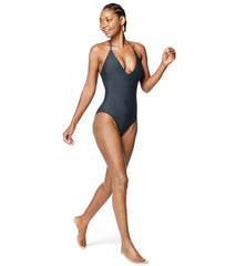 Speedo Active Women's V-Neck Halter One Piece Swimsuit