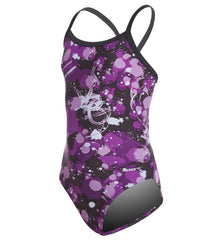Sporti Paint Splatter Thin Strap One Piece Swimsuit Youth (22-28)