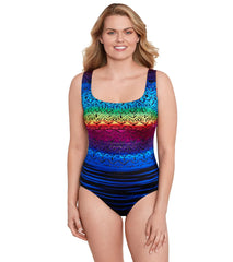Longitude Women's Mombasa Double Cross Back Tank Long Torso One Piece Swimsuit