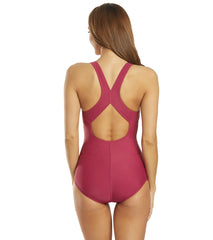 Speedo Women's Chlorine Resistant Solid Touchback One Piece Swimsuit