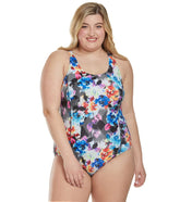 Waterpro Women's Plus Size Fantasy Fit Back One Piece Swimsuit