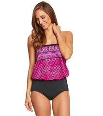 Maxine Island Paisley Bandeau Blouson One Piece Swimsuit