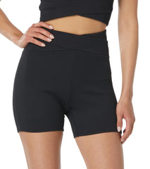 Beach House Women's Ribbed Solid Karma High Waist Cross Over Swim Short
