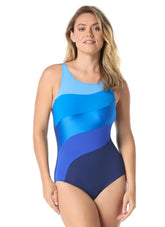 Gabar Woman's Color Block High Neck One Piece Swimsuit