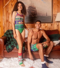 Sporti Granny Sweater Smiley Reindeer Jammer Swimsuit
